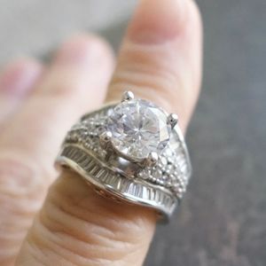 White Diamond Simulant Statement Ring